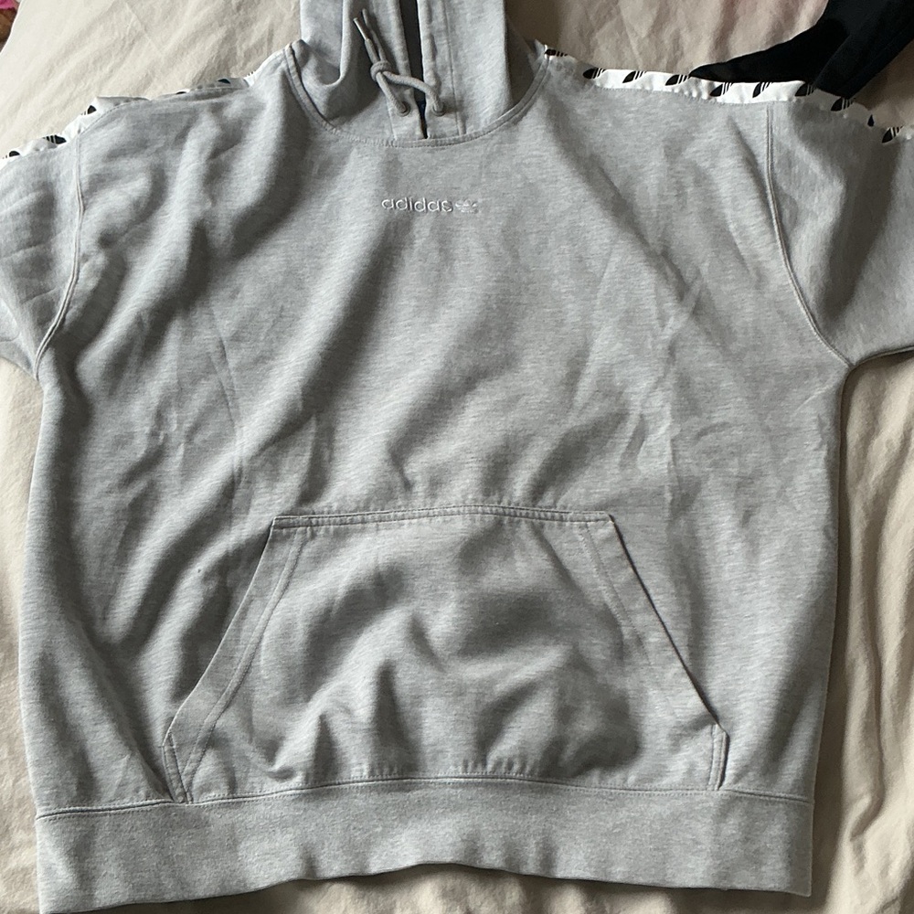 Adidas Light Gray Hoodie with Black and White Details